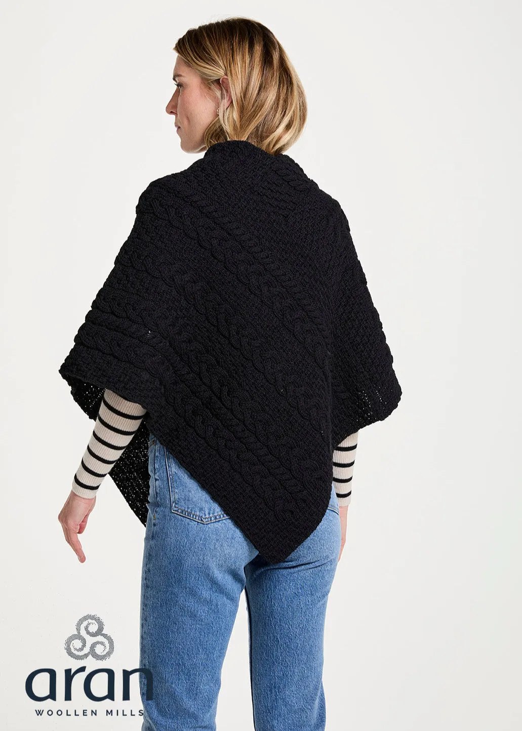 Aran Poncho | Black