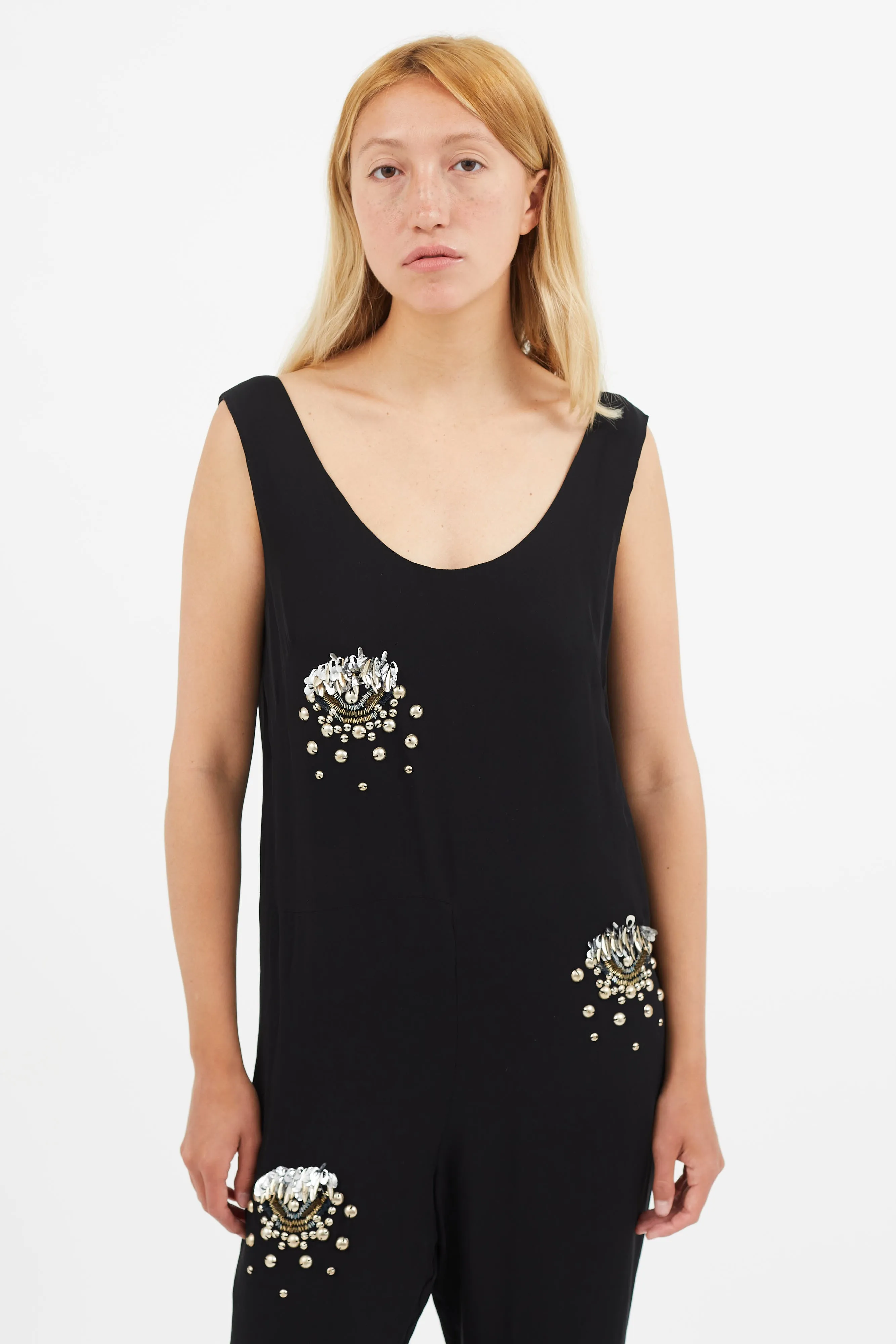 Black Sequin Embellished Jumpsuit