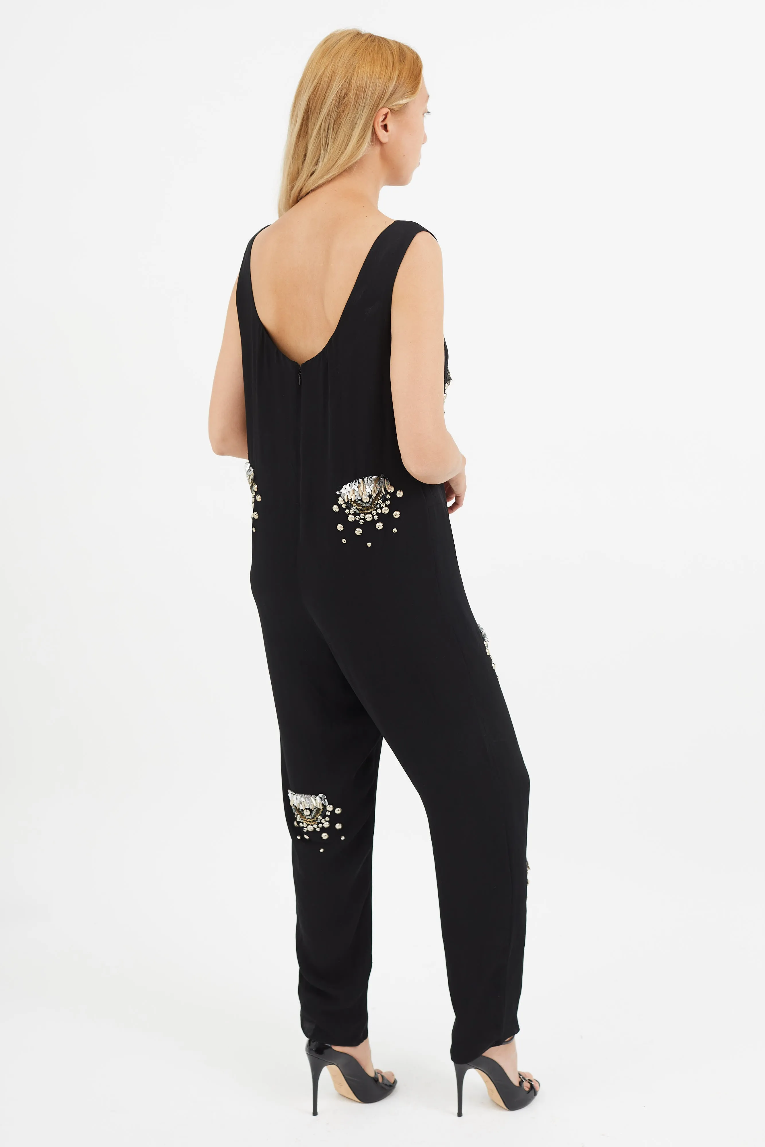 Black Sequin Embellished Jumpsuit