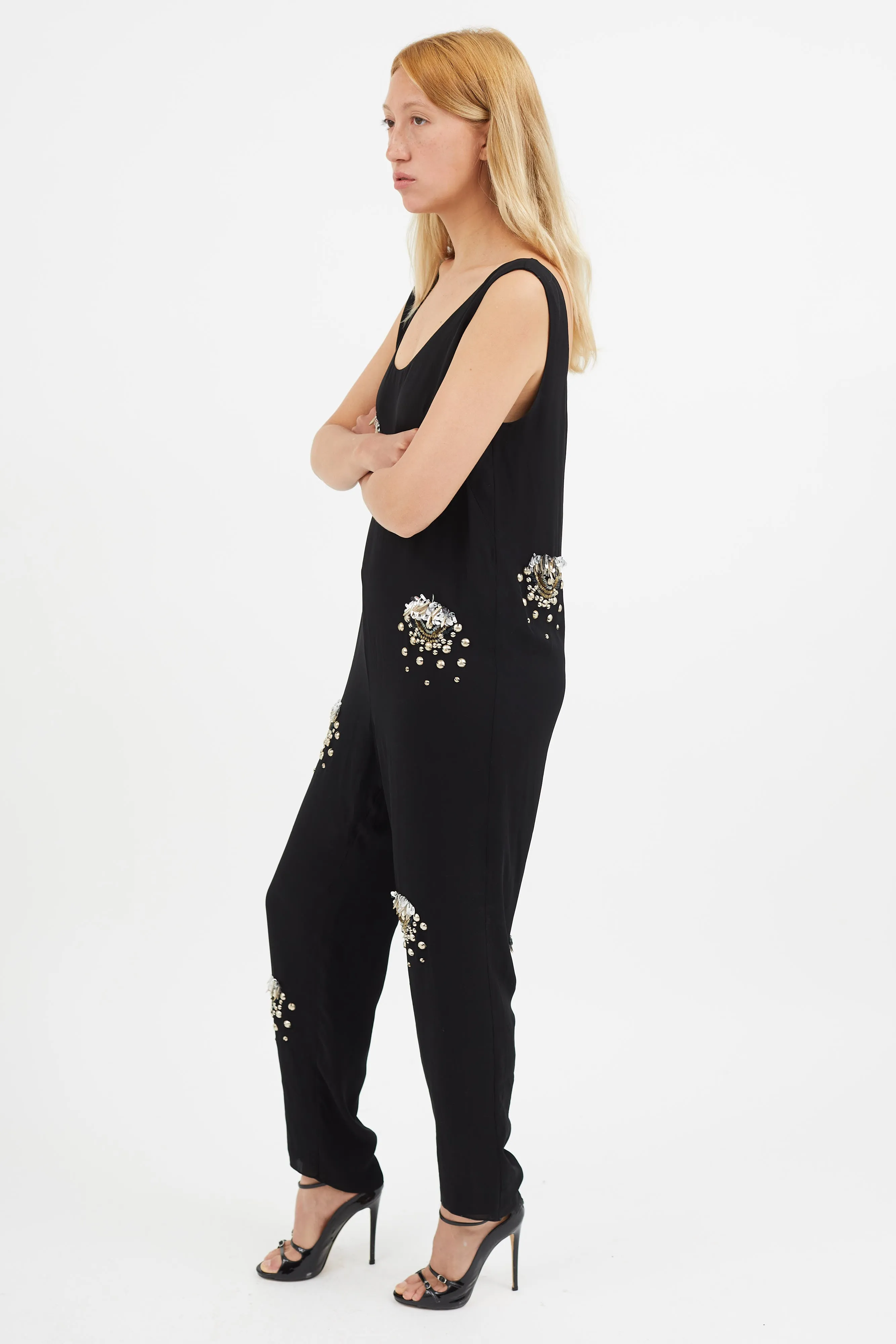 Black Sequin Embellished Jumpsuit
