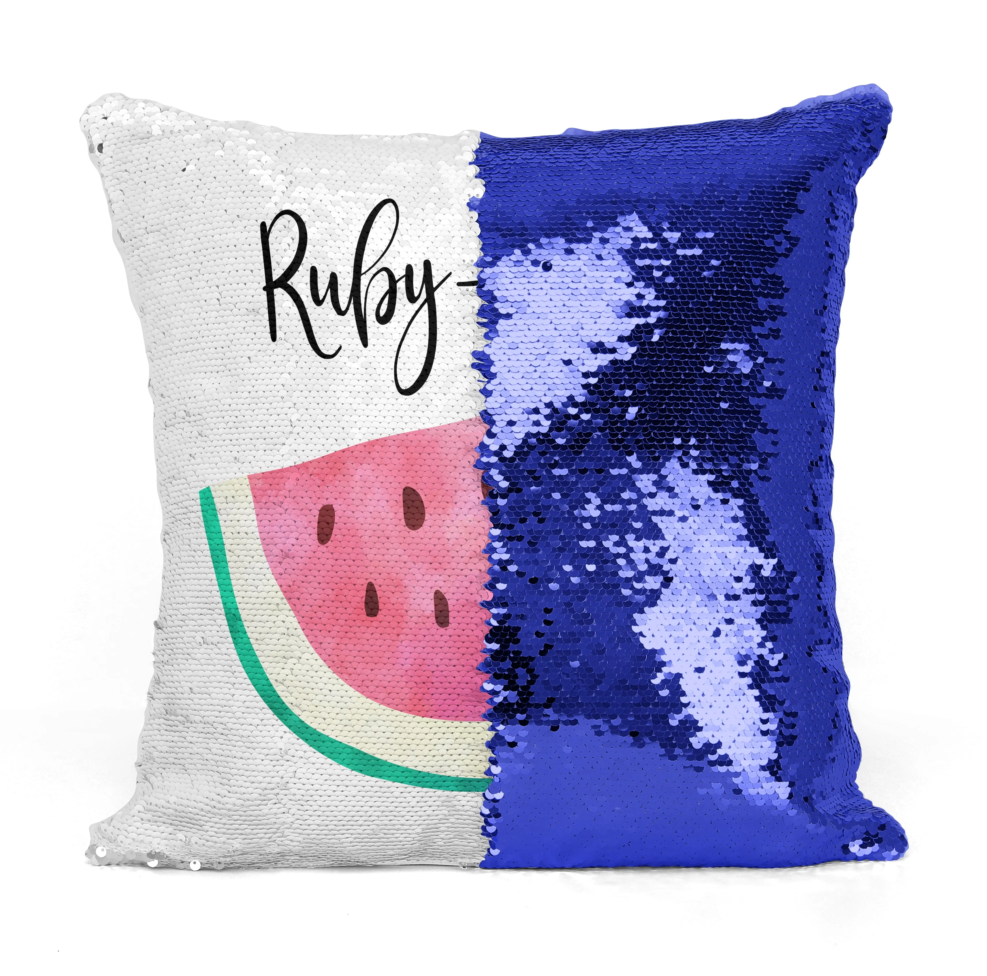 Custom Personalized WATERMELLON Sequin Mermaid Flip Pillow