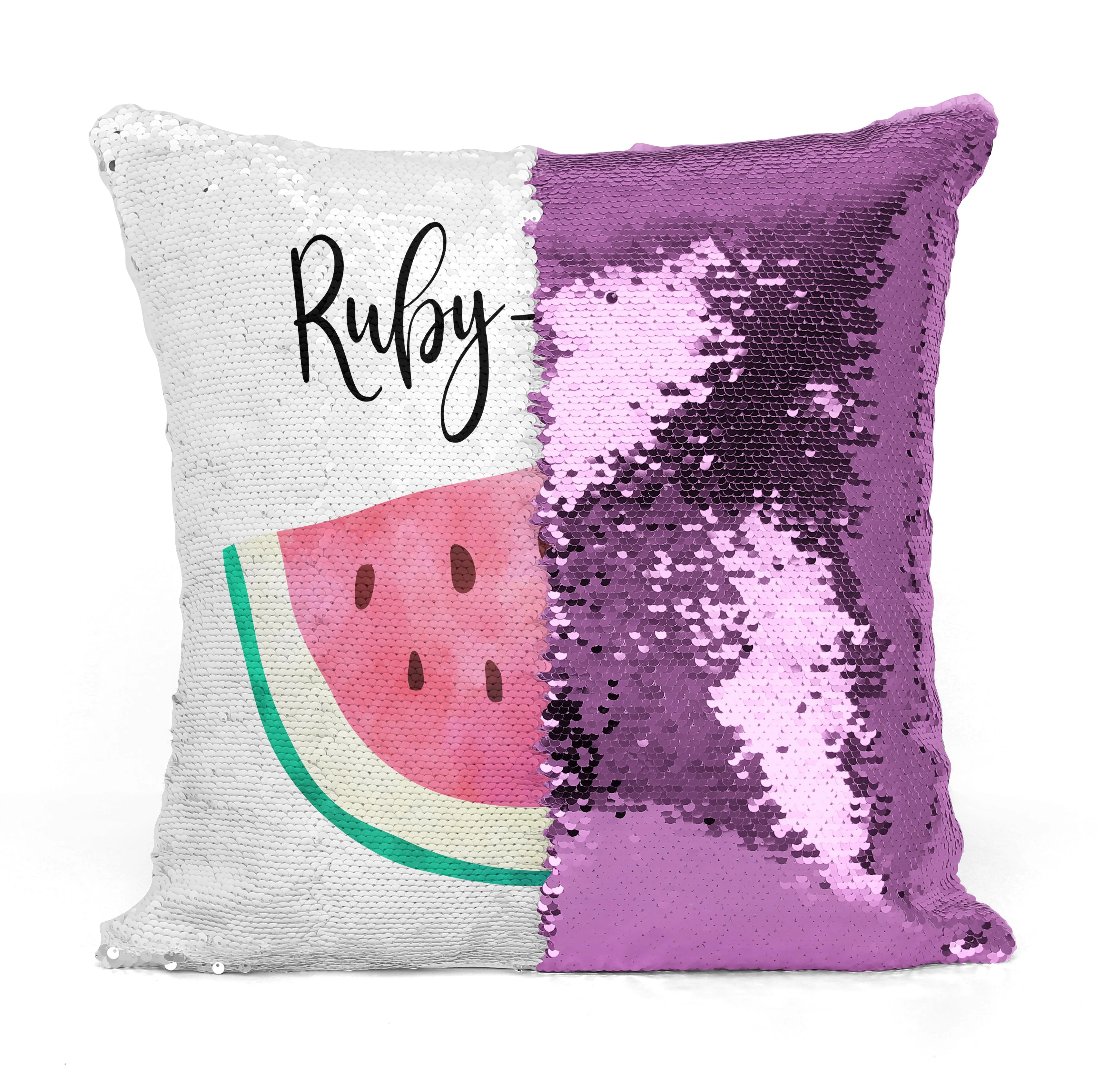 Custom Personalized WATERMELLON Sequin Mermaid Flip Pillow