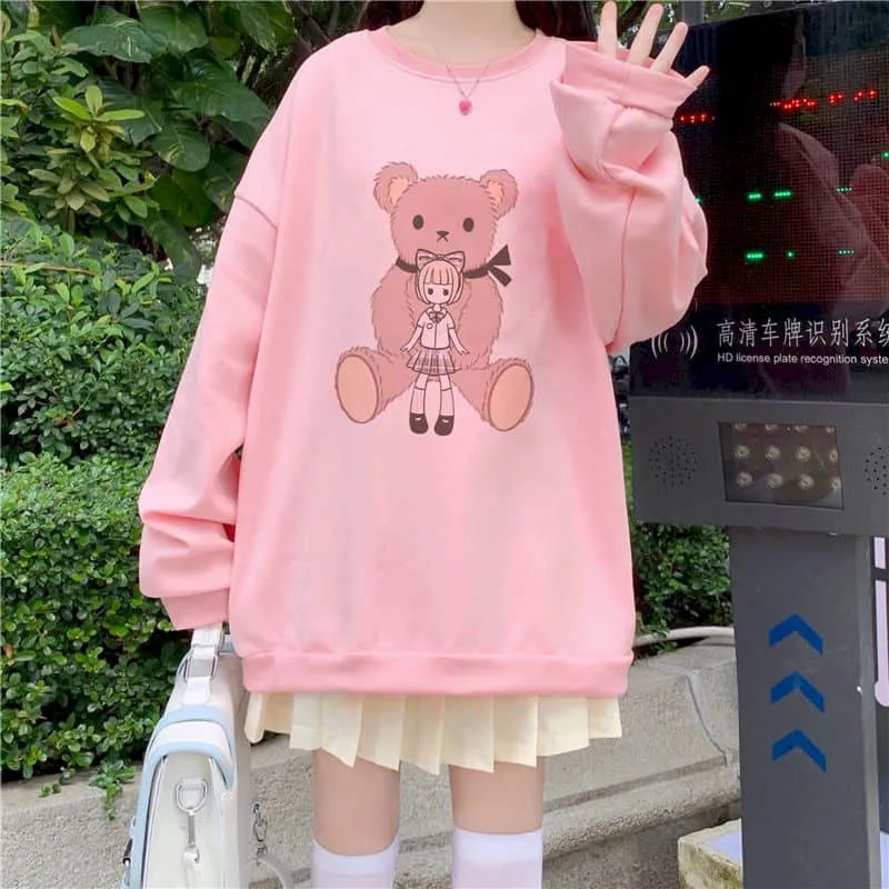 Cute Bear Printed Loose Sweatshirt