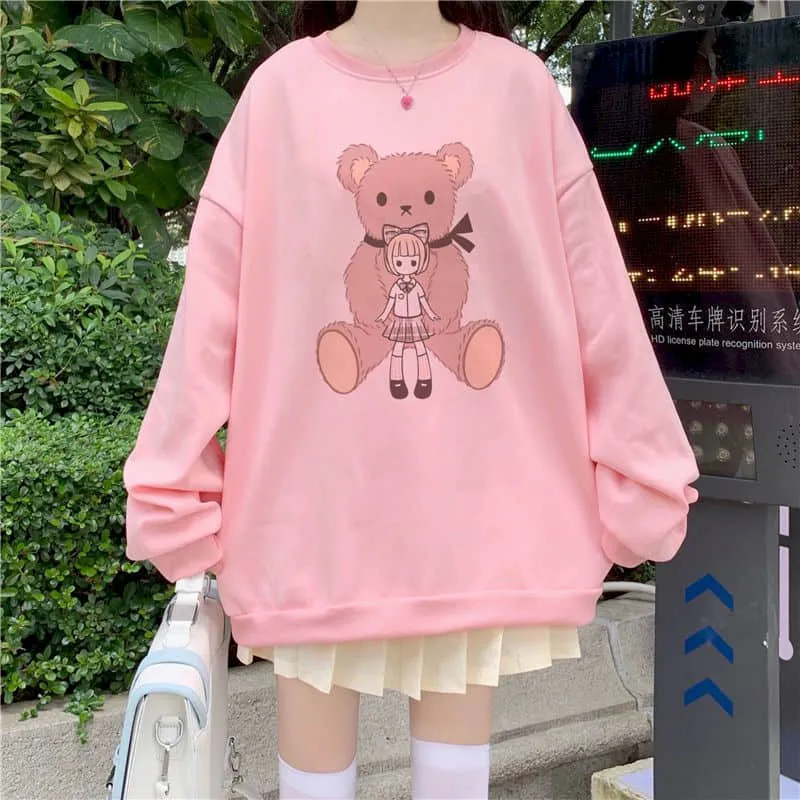 Cute Bear Printed Loose Sweatshirt
