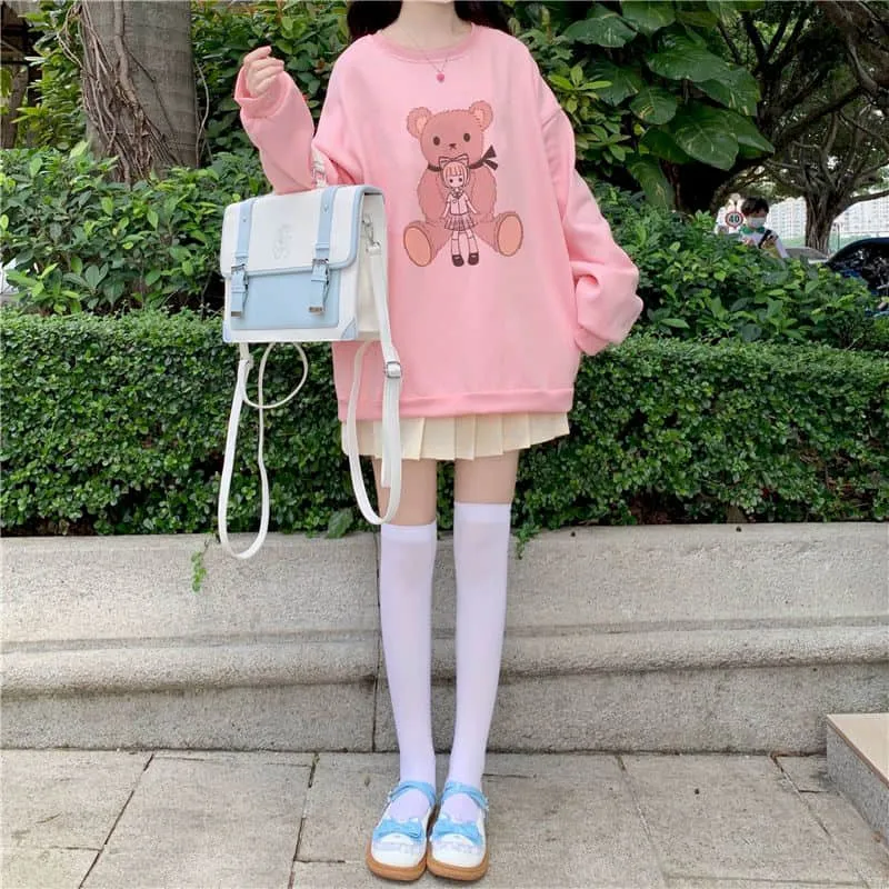 Cute Bear Printed Loose Sweatshirt