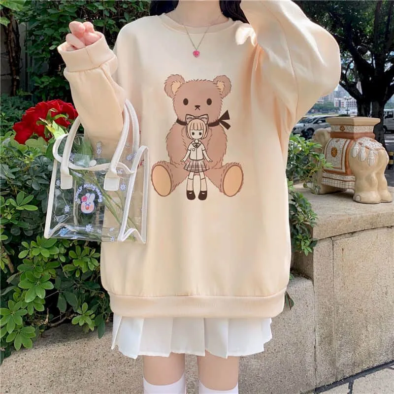 Cute Bear Printed Loose Sweatshirt