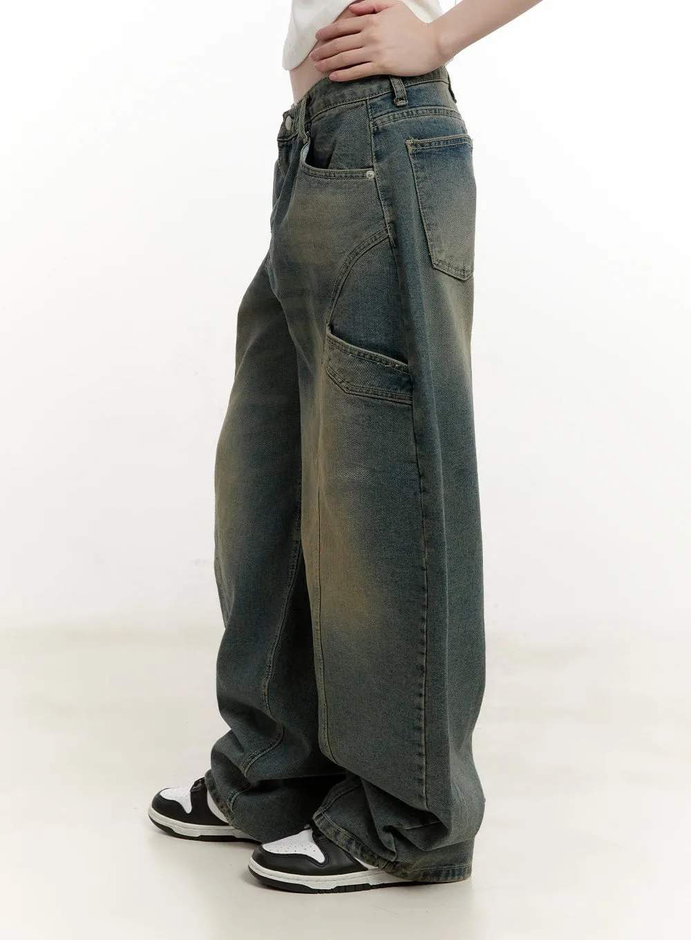 Gabby Stitched Pockets Baggy Jeans CM513
