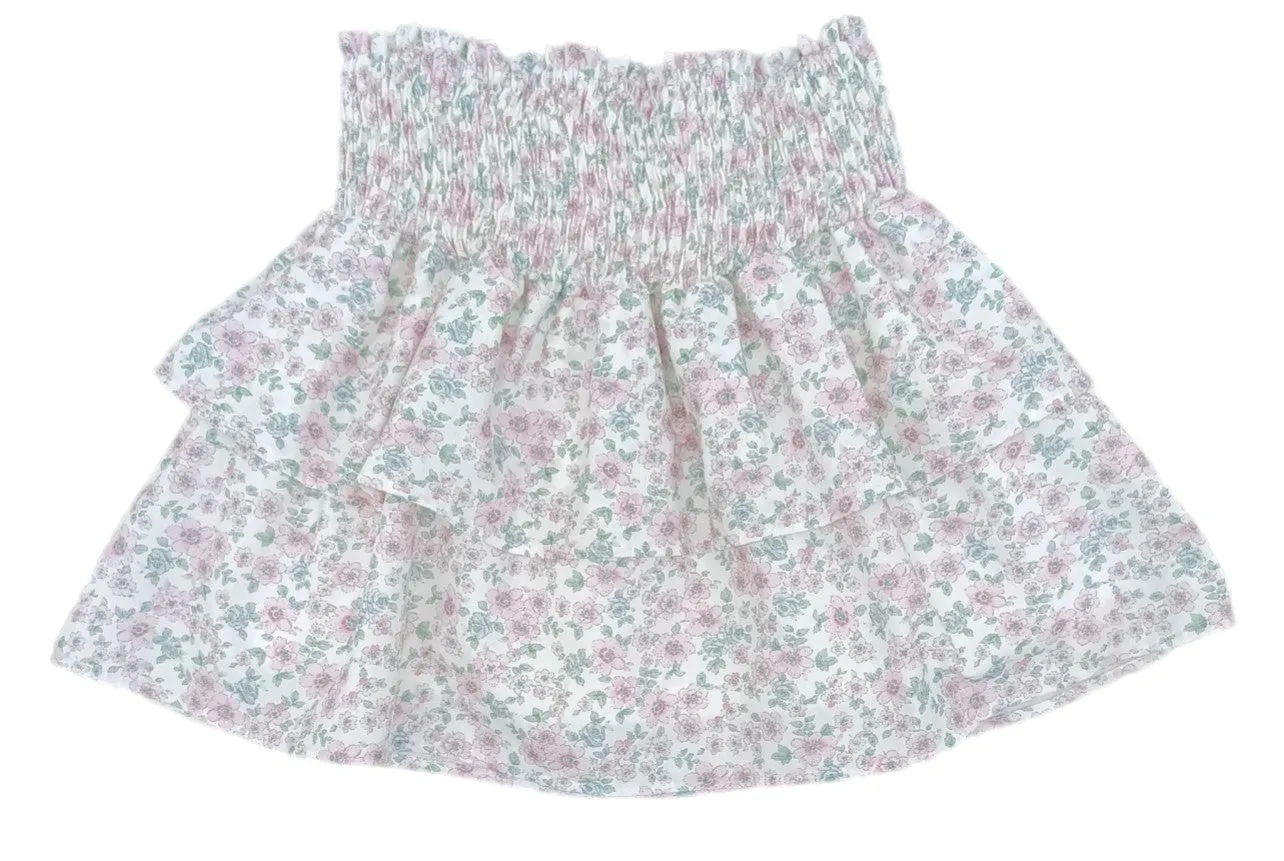 James & Lottie Be Elizabeth Girls Pink Cherry Blossom Smocked Skirt