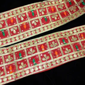 Maroon & Golden Traditional Gota Trim (Wholesale)