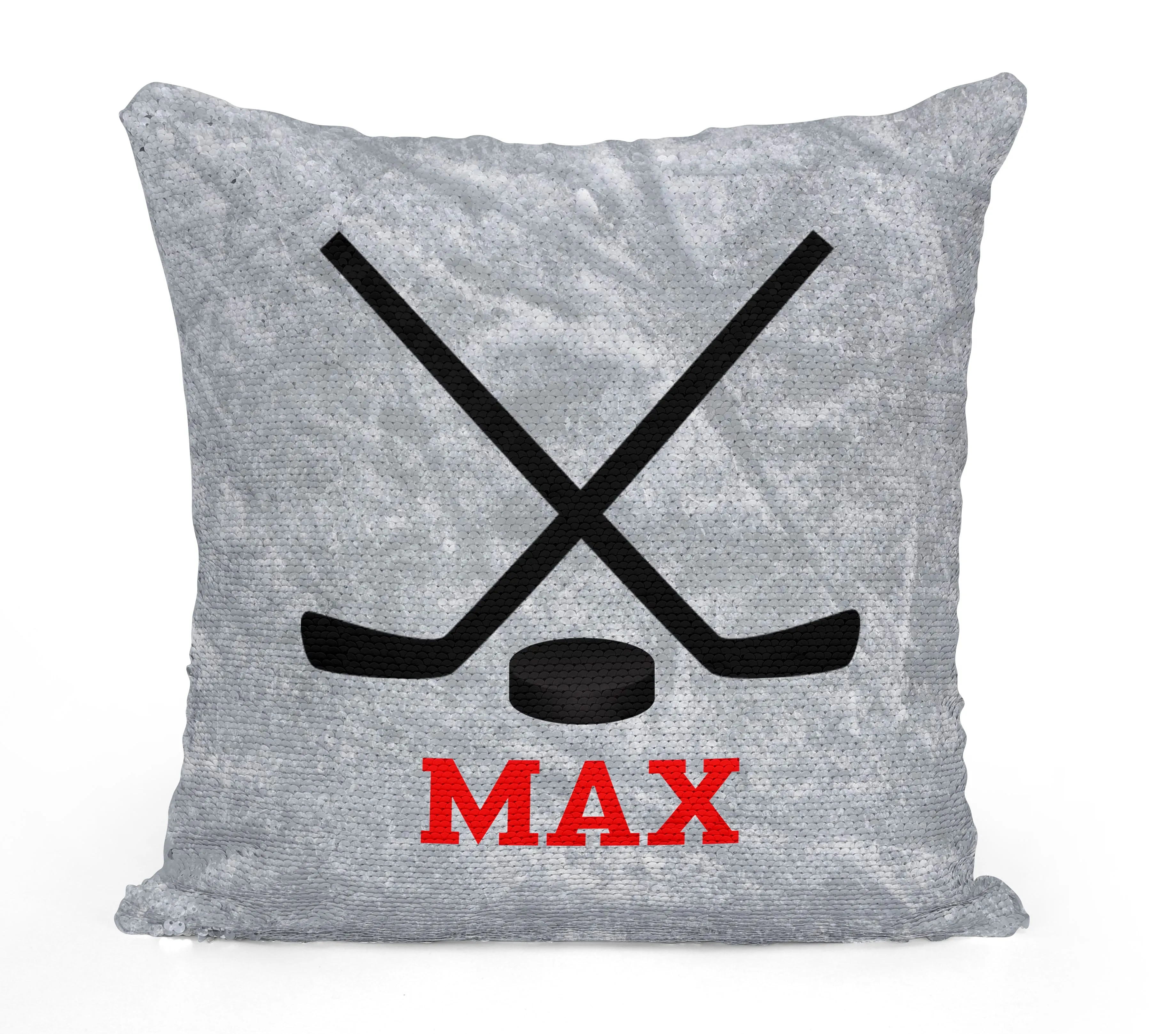 PERSONALIZED Hockey Sticks Sequin Mermaid Flip Pillow