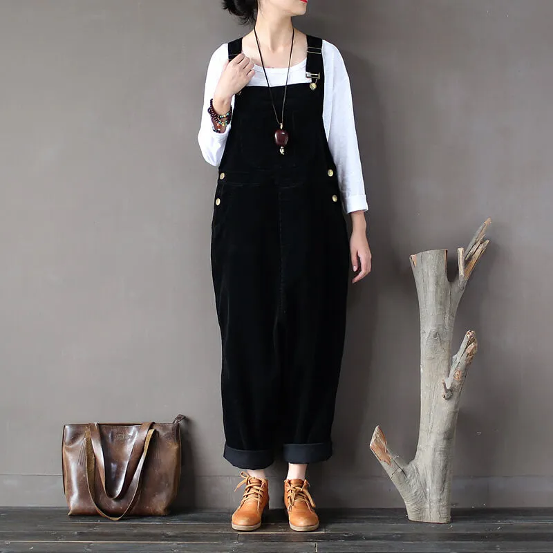 Retro Indie Aesthetic Corduroy Jumpsuit