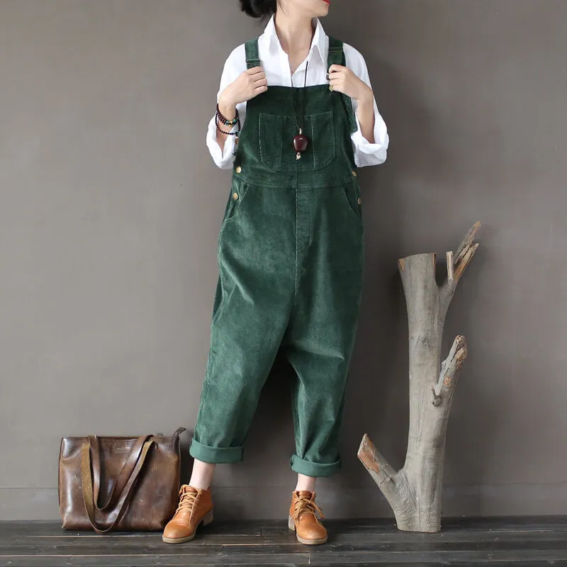 Retro Indie Aesthetic Corduroy Jumpsuit