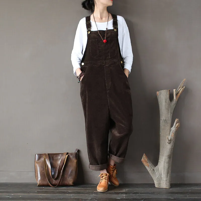 Retro Indie Aesthetic Corduroy Jumpsuit