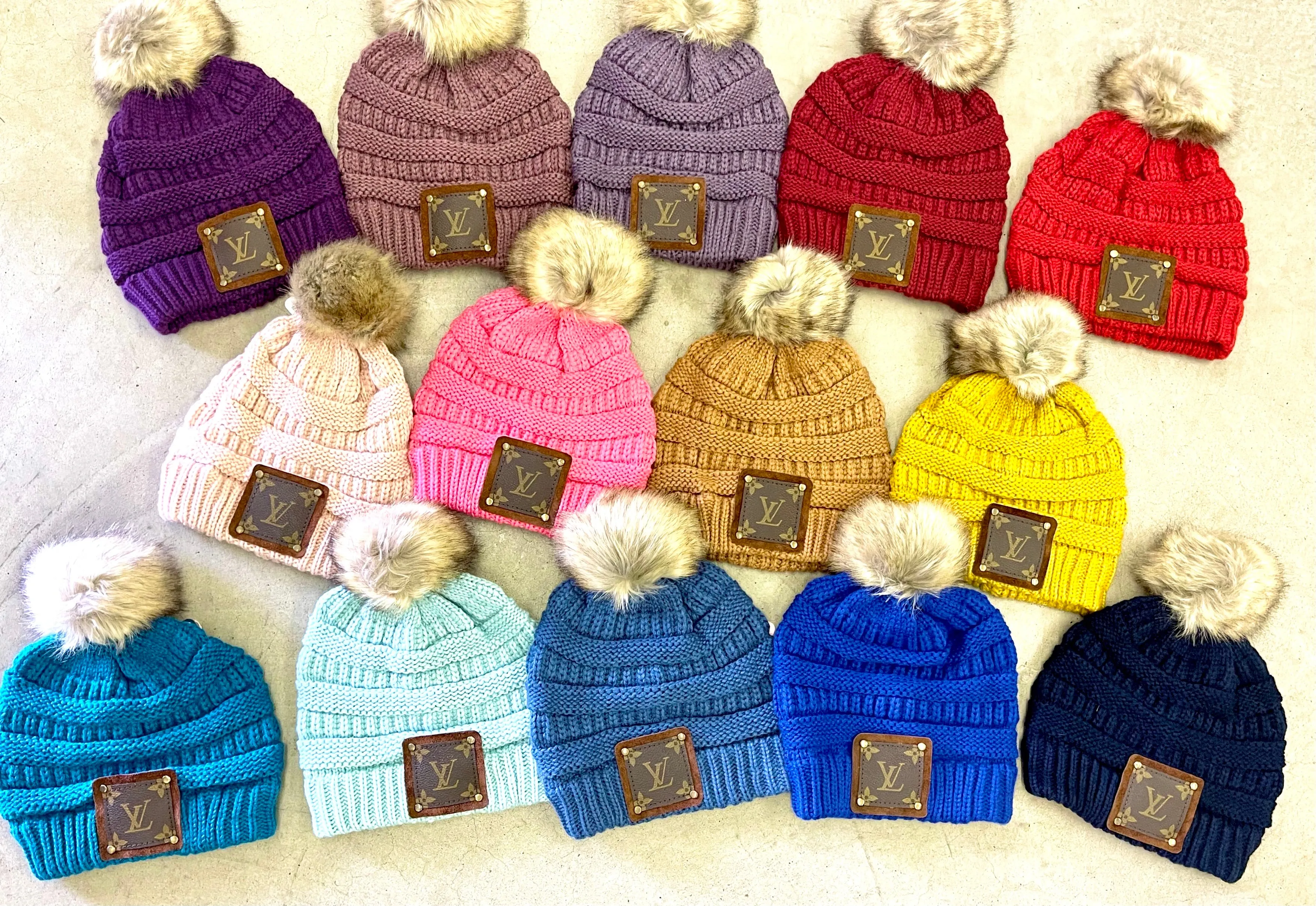 Rust Beanie with brown patch antique hardware