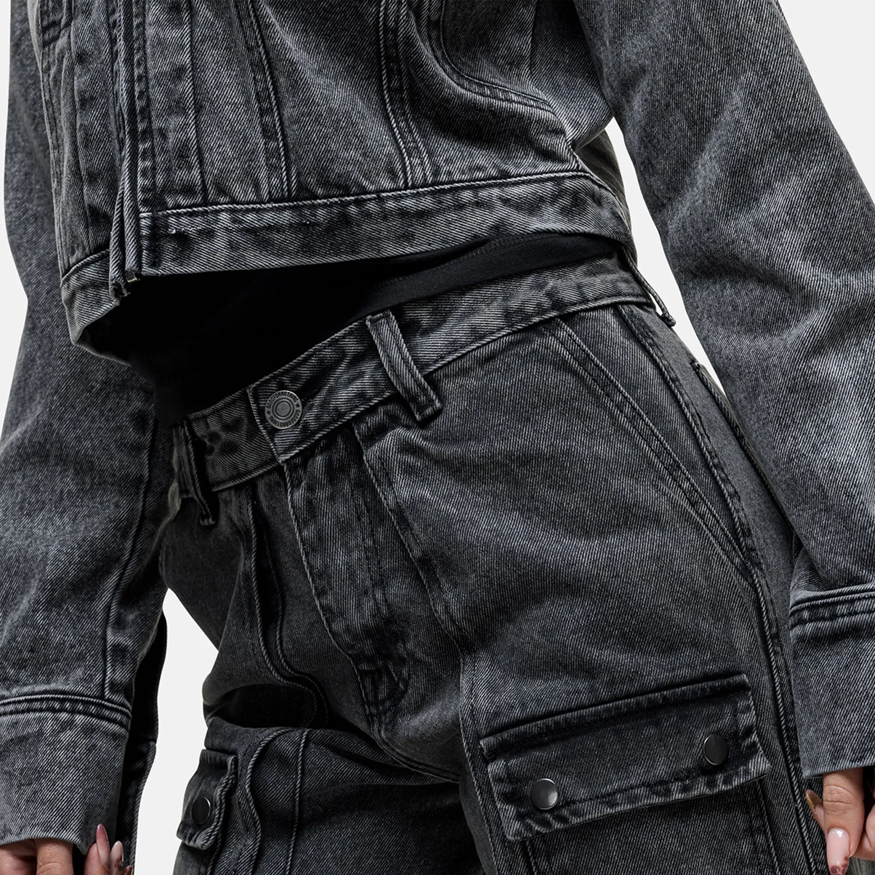Vintage Grey Industry Cargo Denim Jean