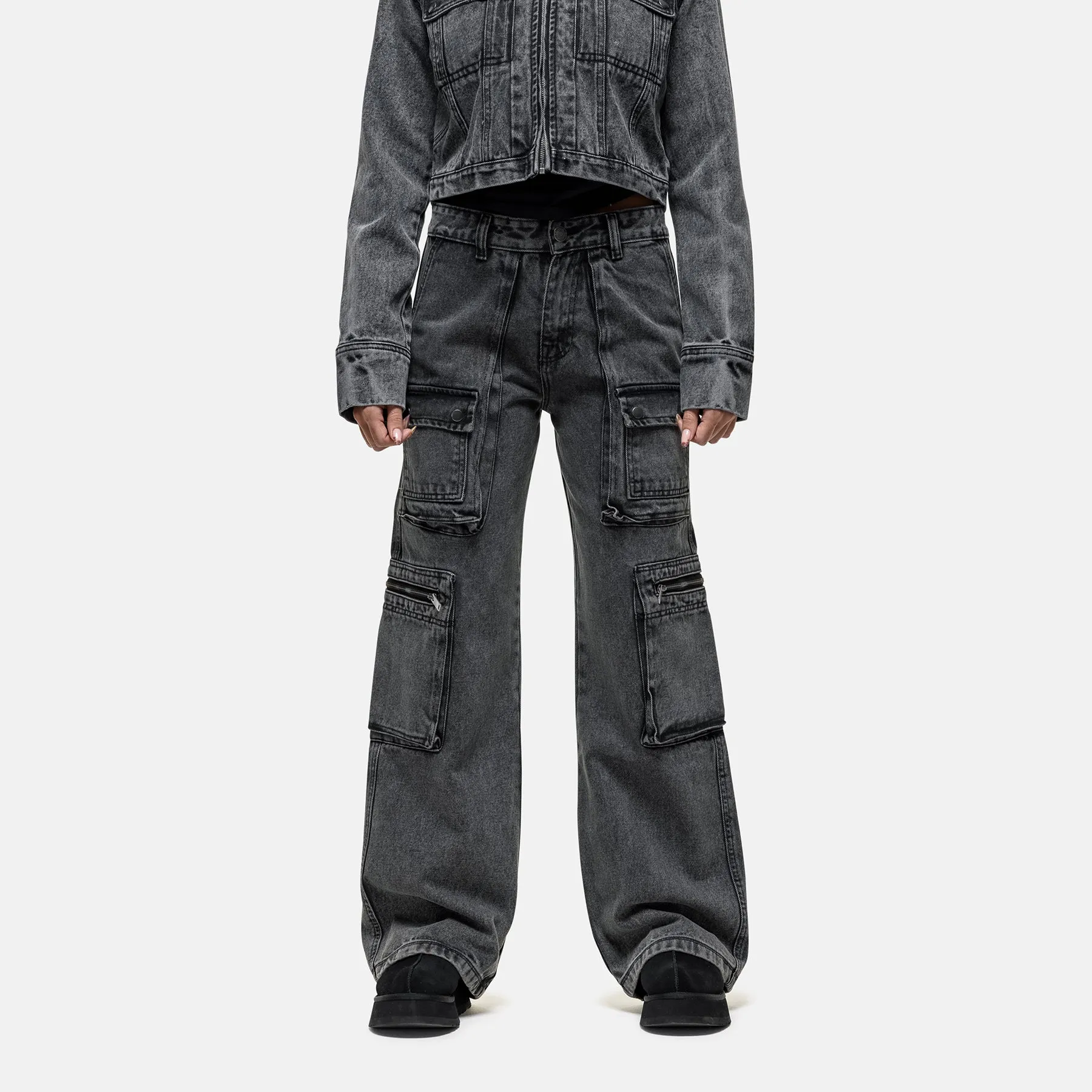 Vintage Grey Industry Cargo Denim Jean