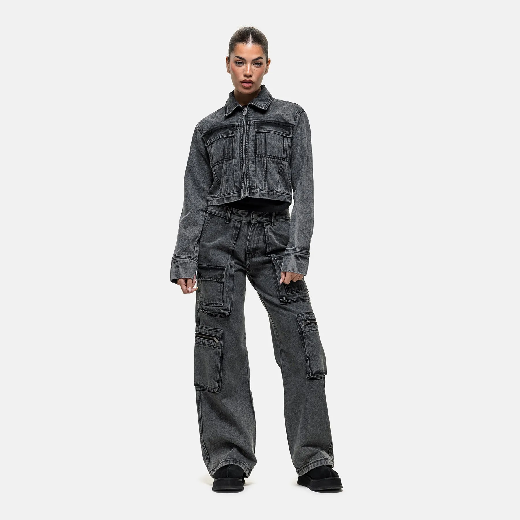 Vintage Grey Industry Cargo Denim Jean
